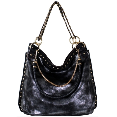 Faux Leather Hobo Shoulder Bag SF-908 39907 Black